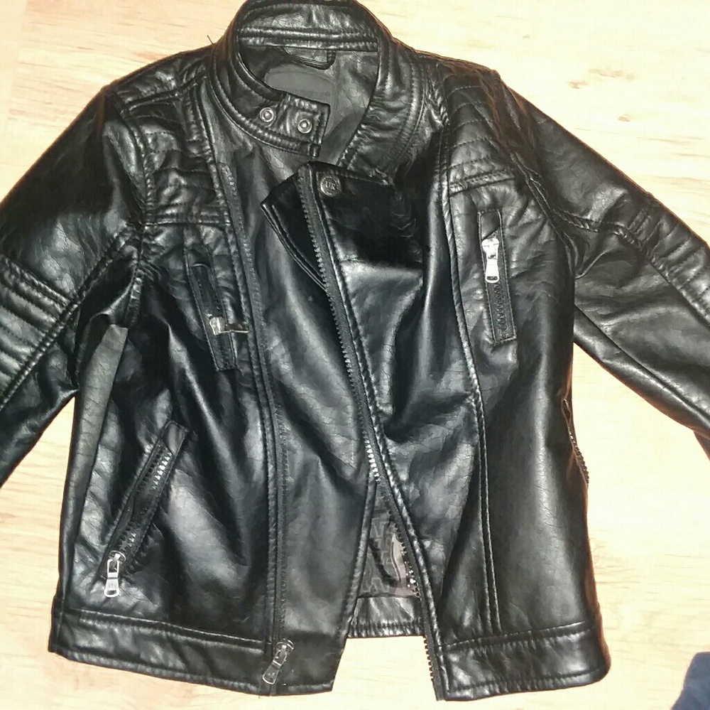 Black boys 4T leather biker jacket